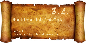 Berliner Lóránt névjegykártya